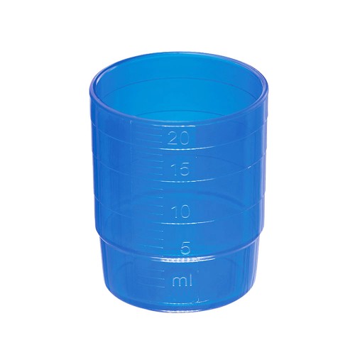 60 x melipul MEHRWEG-Medikamentenbecher, stapelbar, PP, 25ml, blau