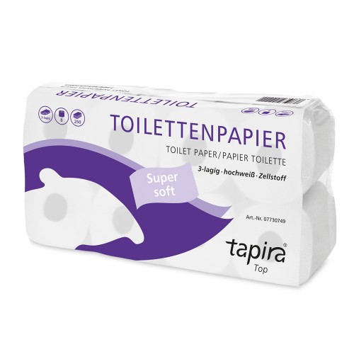 Toilettenpapier 3-lagig, 250 Blatt, hochweiss, 8x8 Rollen/Pack
