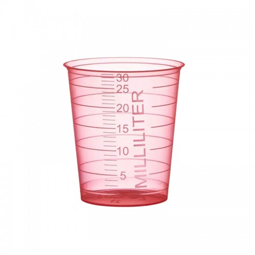 PP Medizinbecher, Farbe rot, 30 ml, graduier 4800 Stück