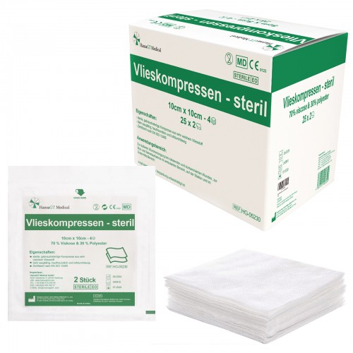 Vlieskompressen - steril 10cm x 10cm 50 Stück